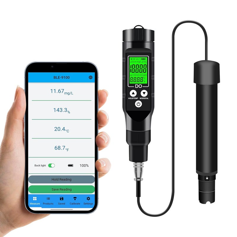 LYCEBELL Dissolved Oxygen Meter with Bluetooth Filling Fluid Range:0-30mg/L, with Automatic Temperature Compensation Function,Pen Type Dissolved Oxygen Test Kit for Aquarium, Ponds, Aquaculture - Image 1